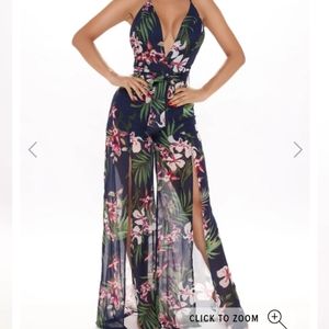 Floral navy jumpsuit